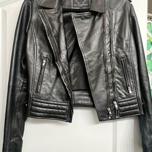 Black Leather Jacket with Fitted Silhouette